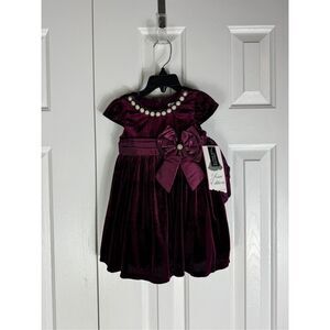 NWT Rare Editions Girls Velour Dress Size 18m